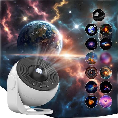 Upgrade Galaxy Projector Pro, Lomoo 13 in 1 HD Planetarium Star the Milky Way Projector for Bedroom, 360 Rotating Star Light Wit