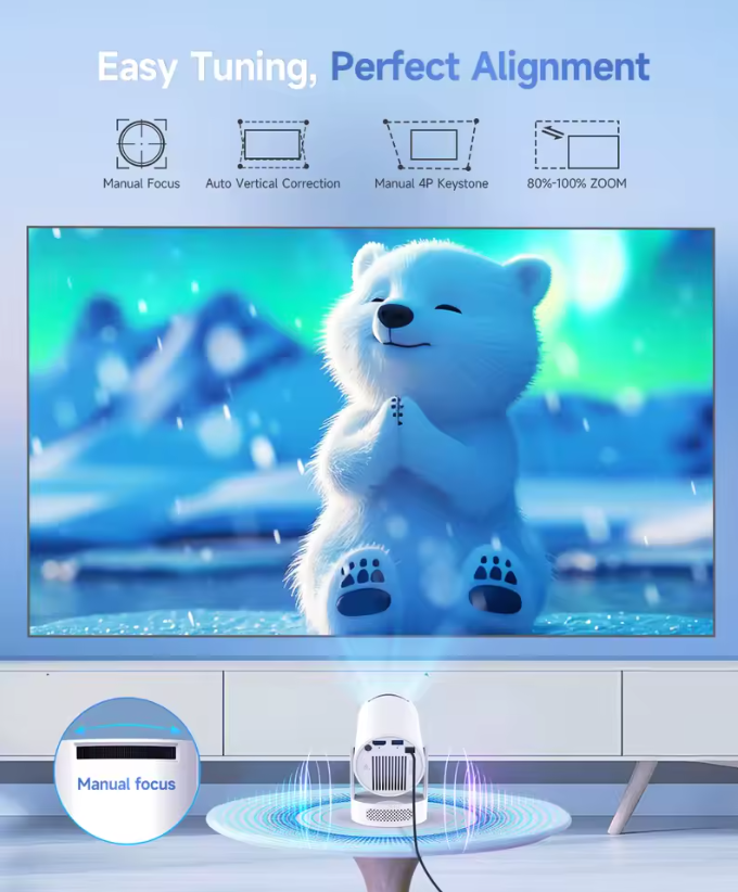 HY300 Pro+ Beamer – 8K Android 14, WiFi 6, 8000 Lumen, Tragbarer Heimkino Projektor mit HiFi Lautsprecher
