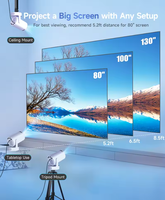 HY300 Pro+ Beamer – 8K Android 14, WiFi 6, 8000 Lumen, Tragbarer Heimkino Projektor mit HiFi Lautsprecher