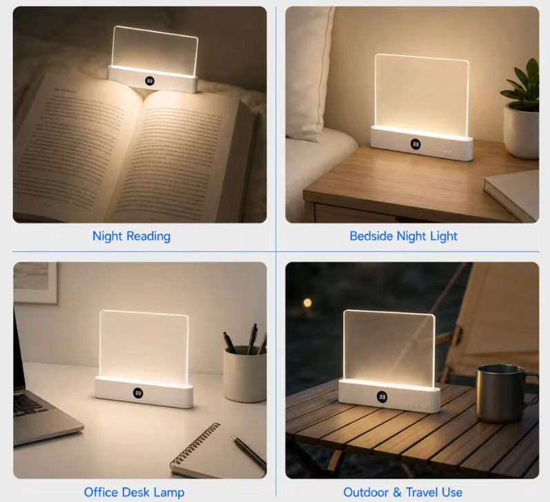 LED Flach-Leselampe – Wiederaufladbare Buchleuchte & Nachttischlampe, Dimmbar